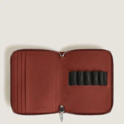 Astuccio con Cerniera per 5 Strumenti da Scrittura in Pelle Sartorial