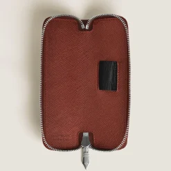 Astuccio con Cerniera per 1 Strumento da Scrittura in Pelle Sartorial