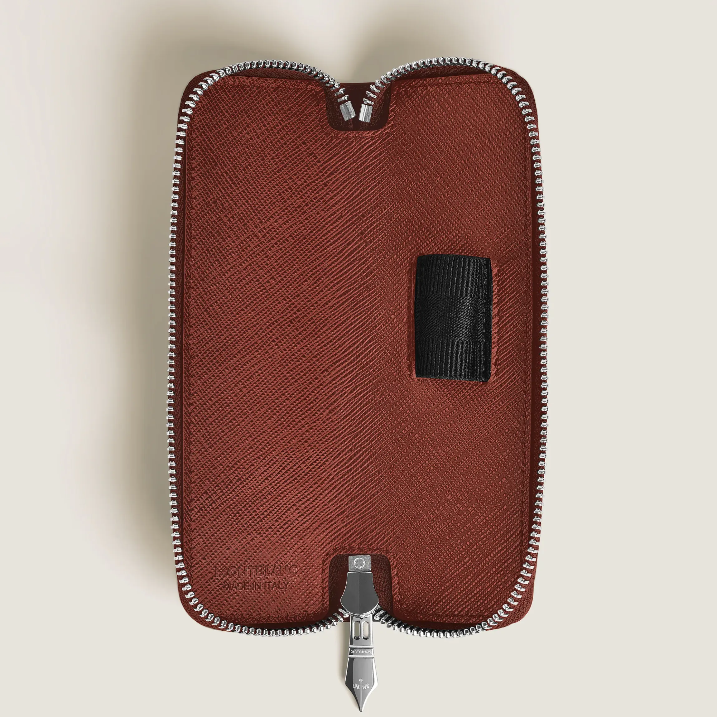 Astuccio con Cerniera per 1 Strumento da Scrittura in Pelle Sartorial