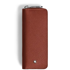 Astuccio con Cerniera per 2 Strumento da Scrittura in Pelle Sartorial
