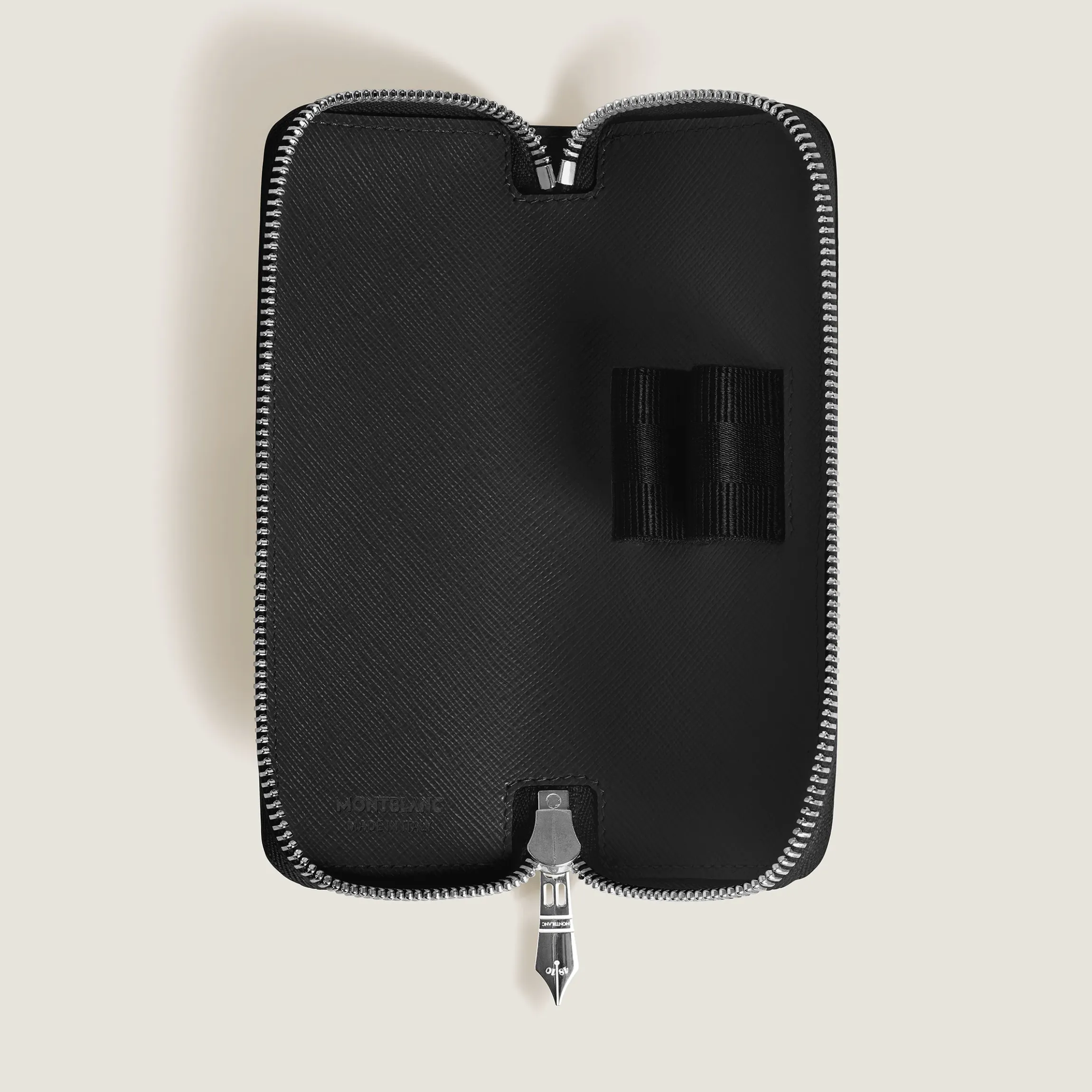 Astuccio con Cerniera per 2 Strumenti da Scrittura in Pelle Sartorial