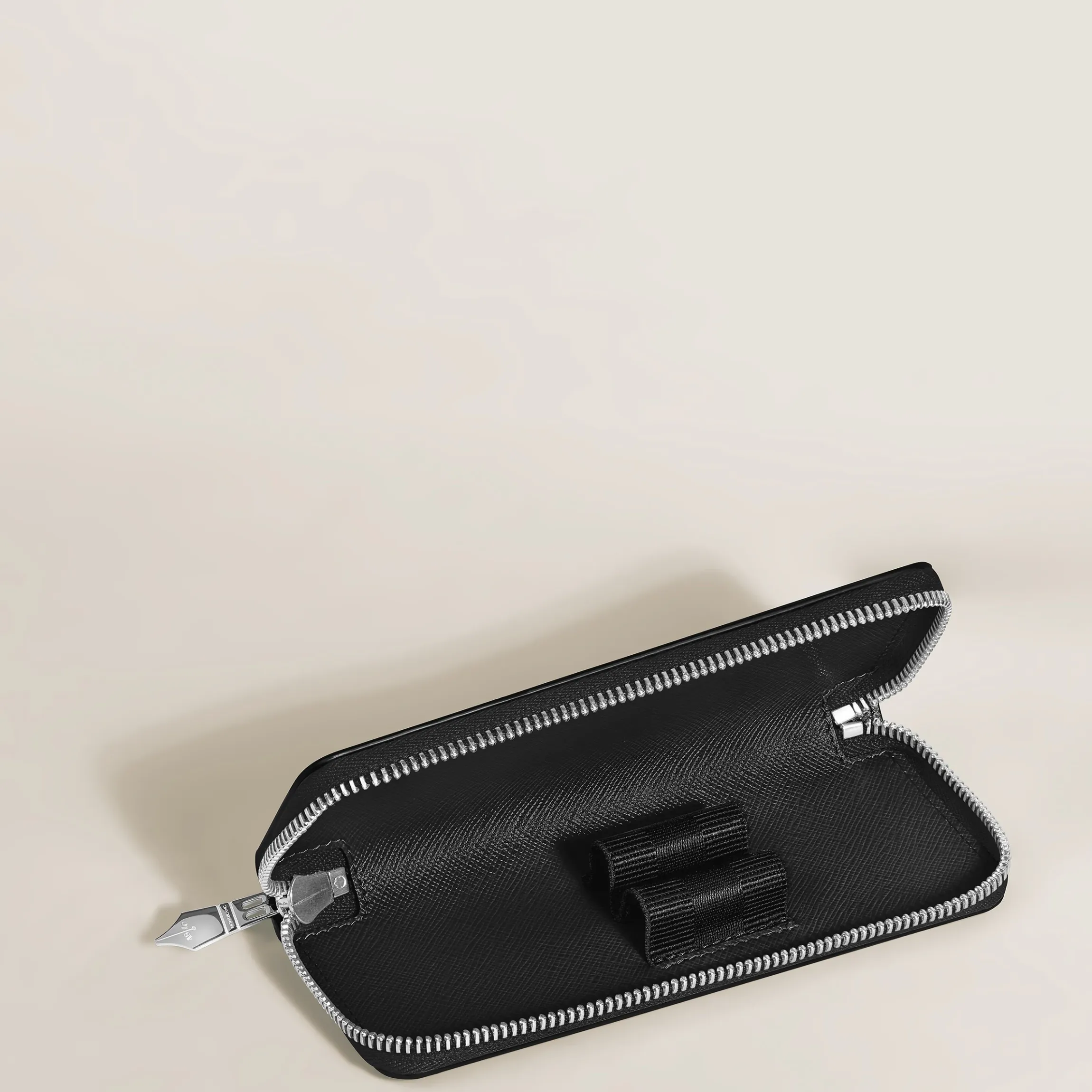 Astuccio con Cerniera per 2 Strumenti da Scrittura in Pelle Sartorial