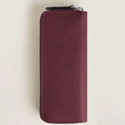 Astuccio con Cerniera per 2 Strumenti da Scrittura in Pelle Sartorial