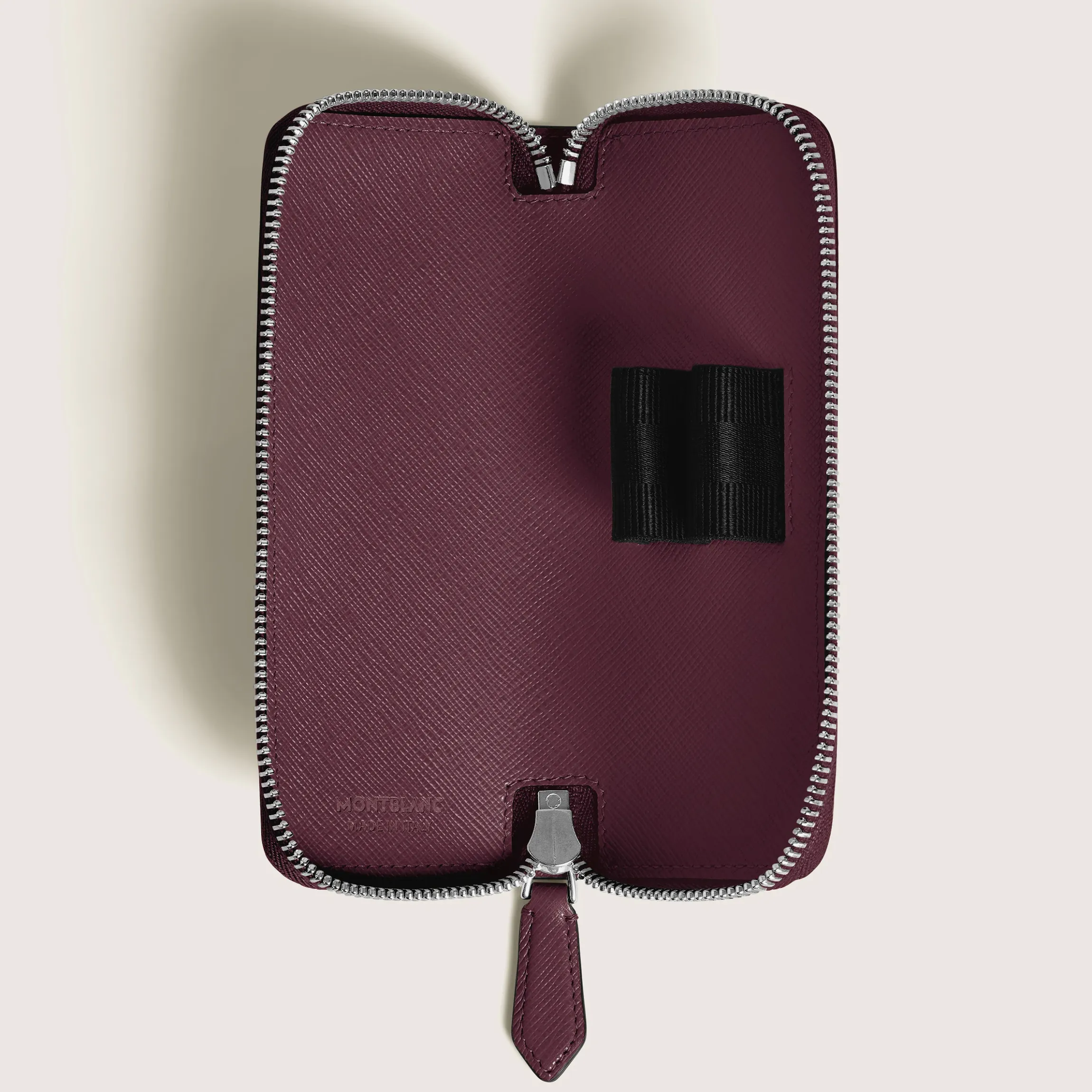 Astuccio con Cerniera per 2 Strumenti da Scrittura in Pelle Sartorial