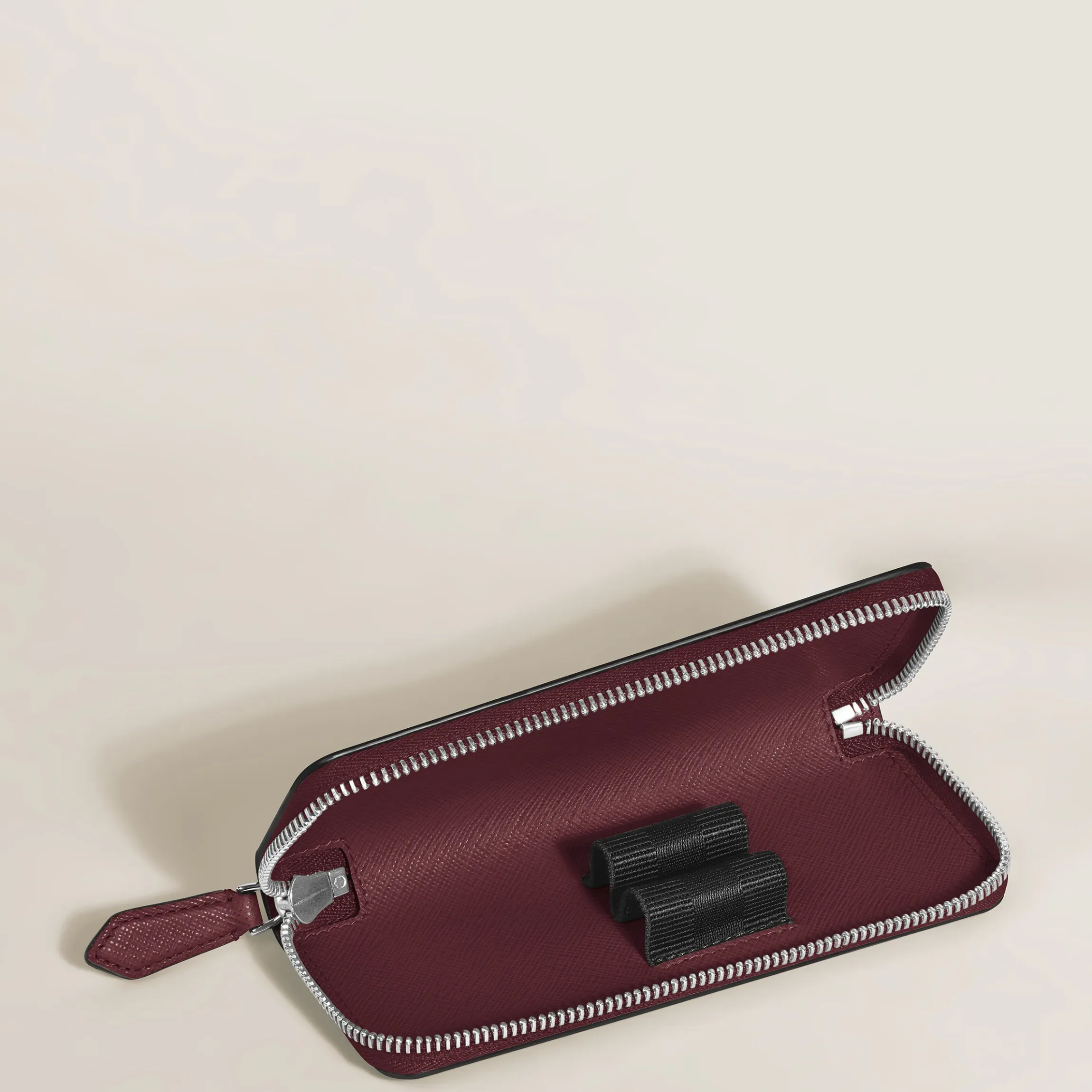 Astuccio con Cerniera per 2 Strumenti da Scrittura in Pelle Sartorial