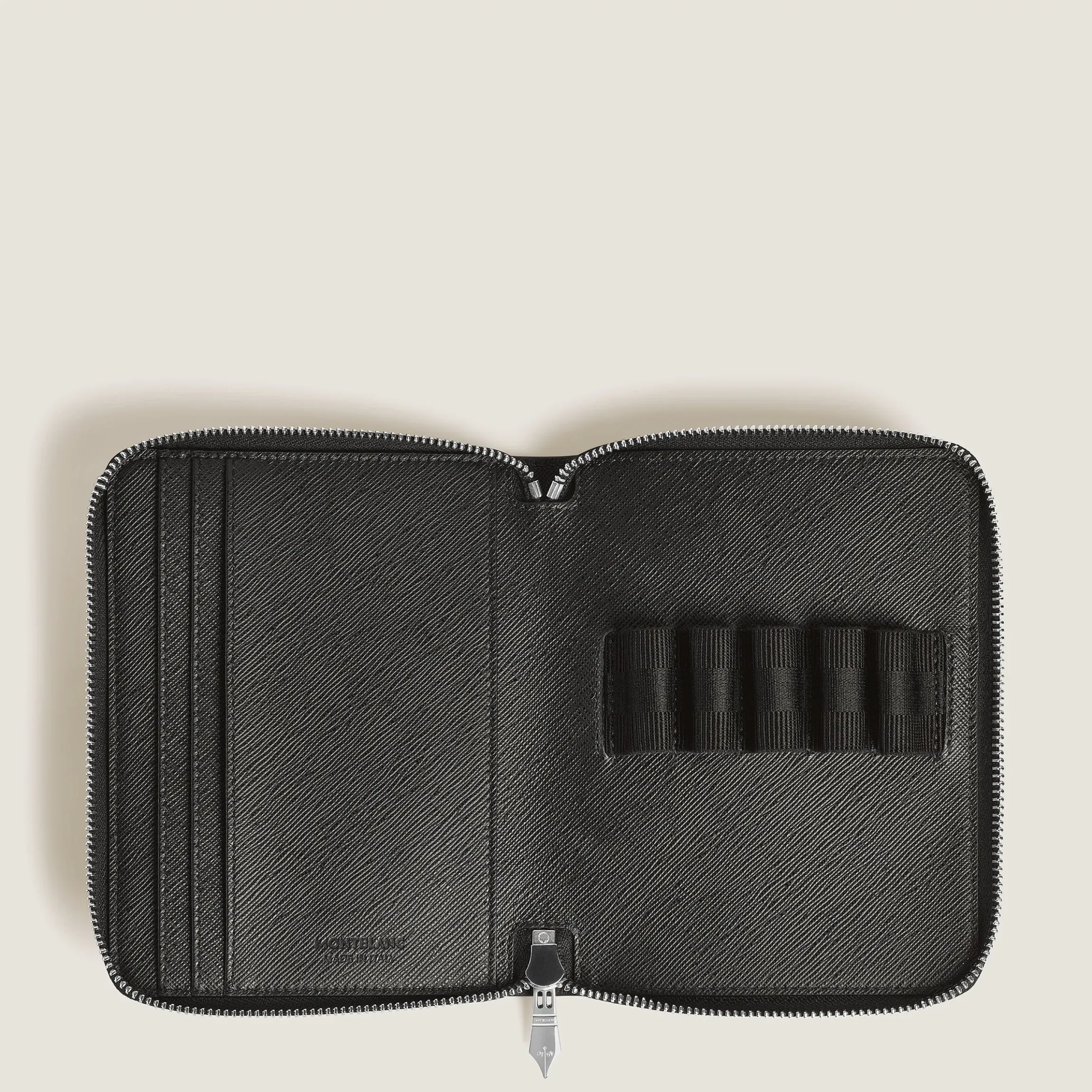 Astuccio con Cerniera per 5 Strumenti da Scrittura in Pelle Sartorial