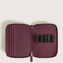 Astuccio con Cerniera per 5 Strumenti da Scrittura in Pelle Sartorial