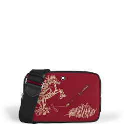Borsa a Tracolla Mini Anno del Cavallo in Gabardine Ricamata