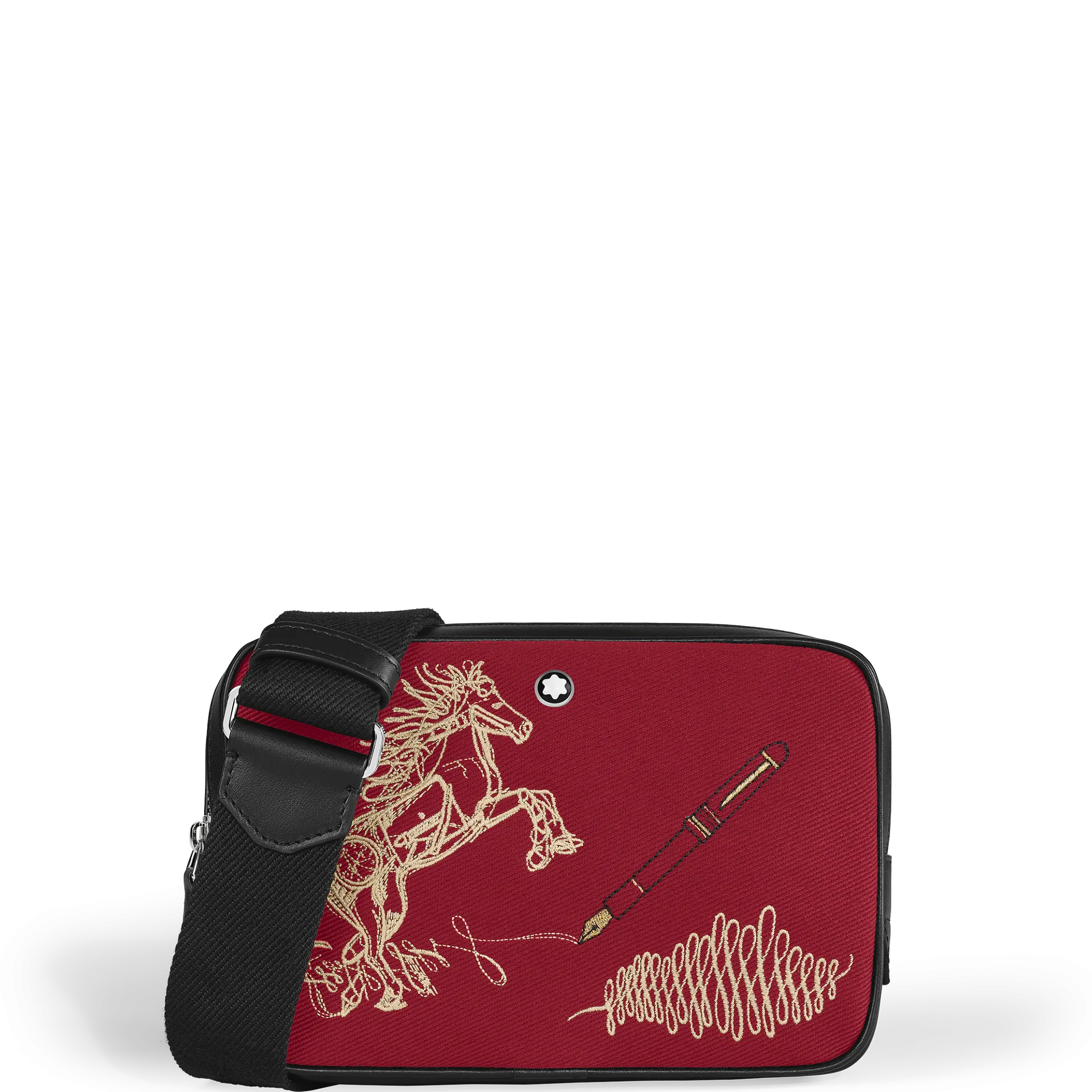 Borsa a Tracolla Mini Anno del Cavallo in Gabardine Ricamata