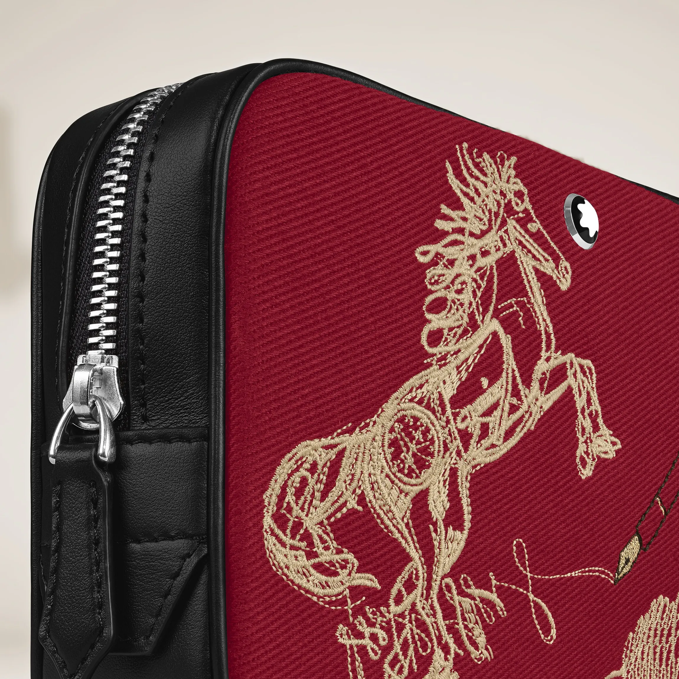 Borsa a Tracolla Mini Anno del Cavallo in Gabardine Ricamata