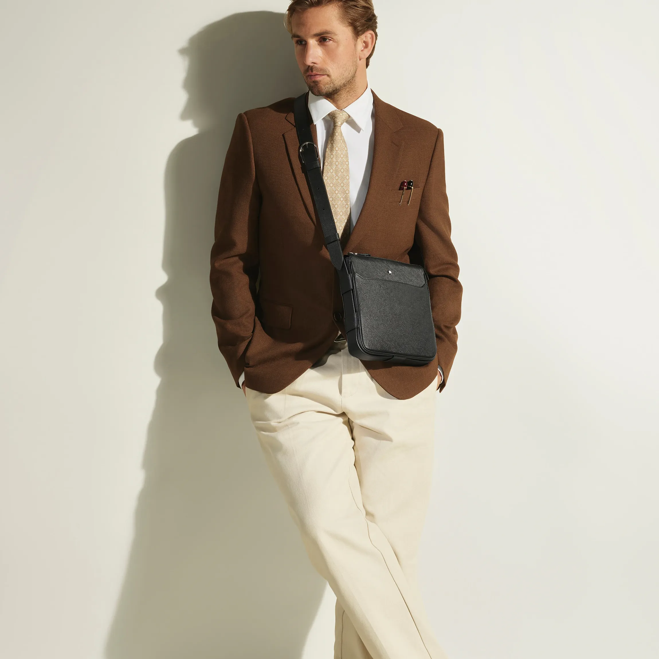 Borsa Messenger Cintura Verticale in Pelle Sartorial