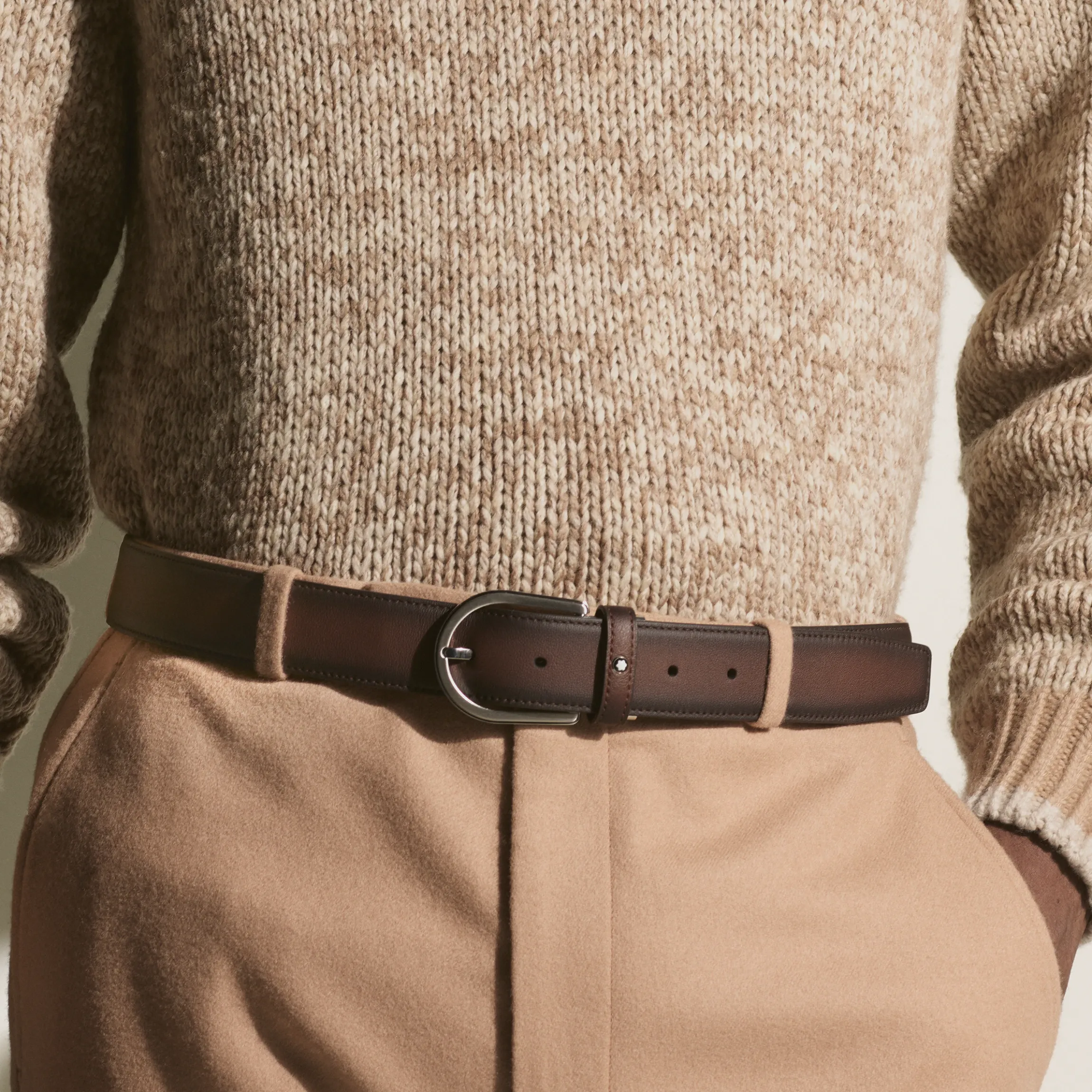 Cintura Horseshoe 35 mm in Pelle