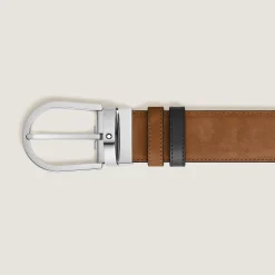 Cintura Horseshoe Reversibile 35 mm in Suede