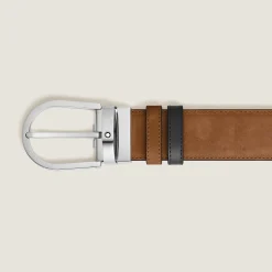 Cintura Horseshoe Reversibile 35 mm in Suede
