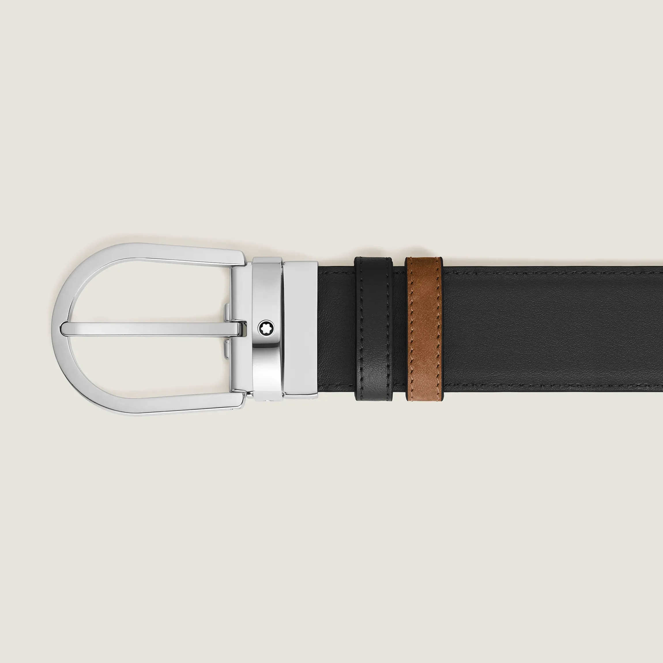 Cintura Horseshoe Reversibile 35 mm in Suede