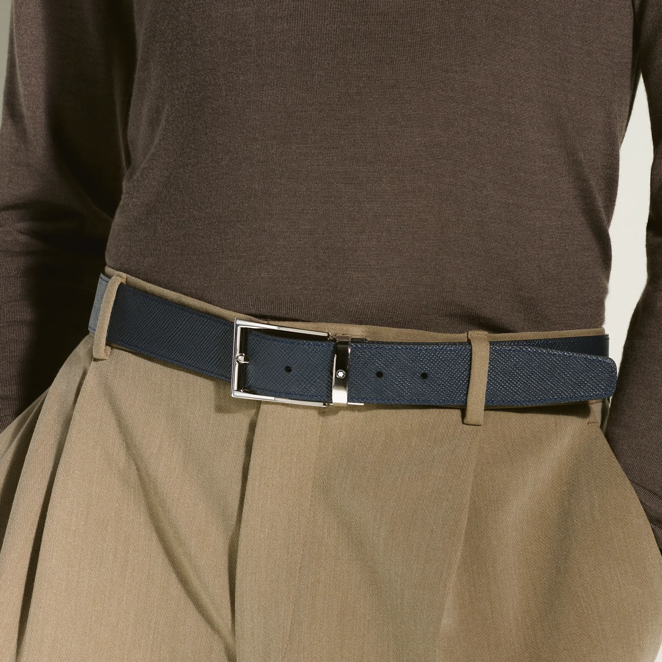 Cintura Rettangolare 35 mm in Pelle Sartorial