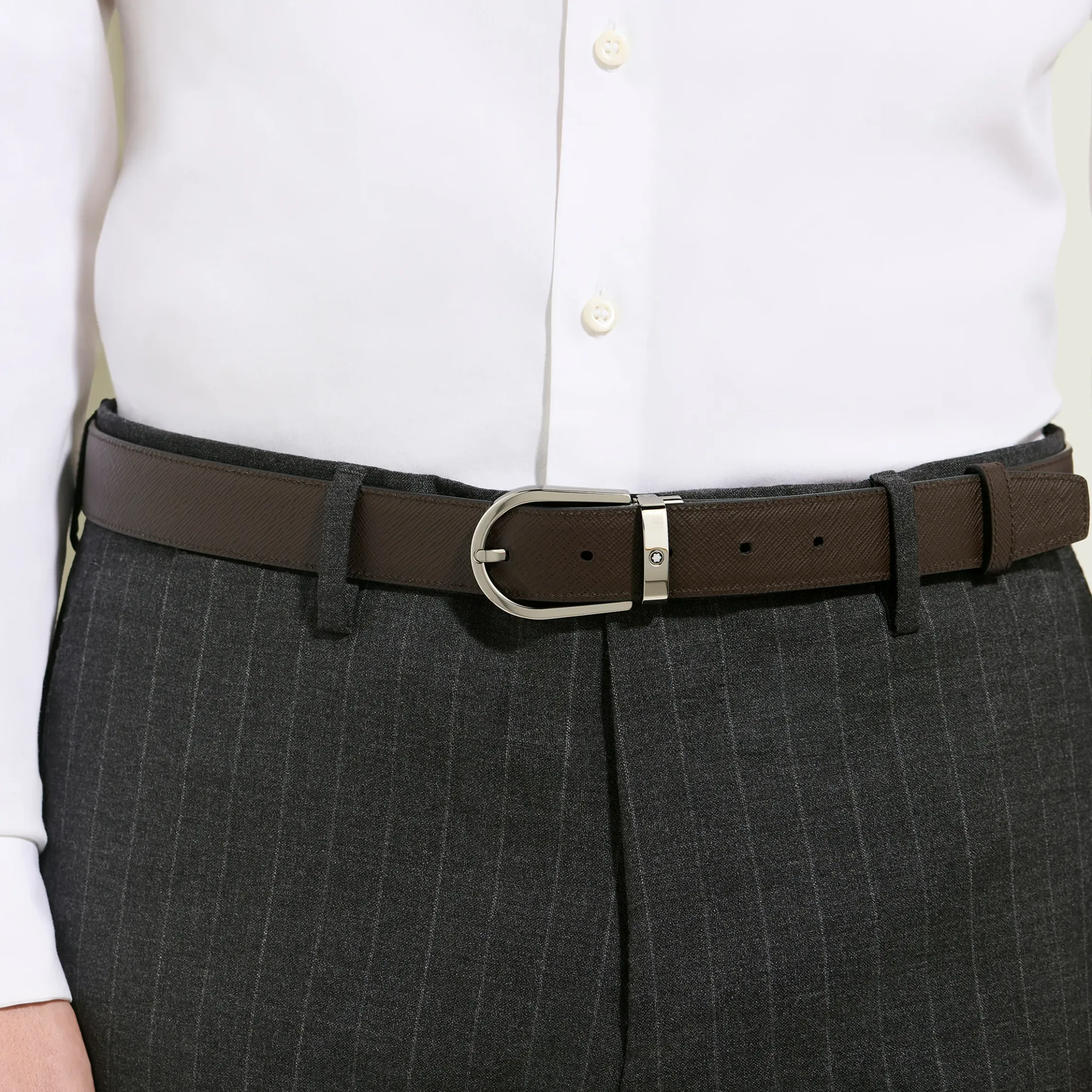Cintura Reversibile A Ferro di Cavallo in Pelle Sartorial