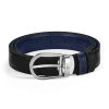 Cintura reversibile con fibbia a ferro di cavallo 30 mm in pelle nera/blu inchiostro