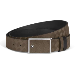 Cintura Reversibile Fibbia Piatta a Intarsio 35 mm in Pelle Extreme