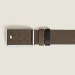Cintura Reversibile Fibbia Piatta a Intarsio 35 mm in Pelle Extreme
