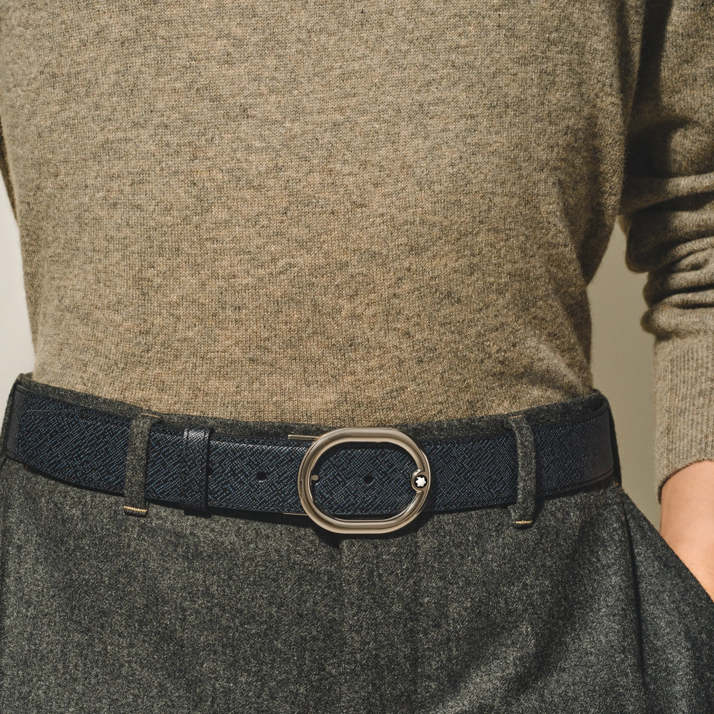 Cintura Reversibile Horseshoe 30 mm in Pelle Sartorial