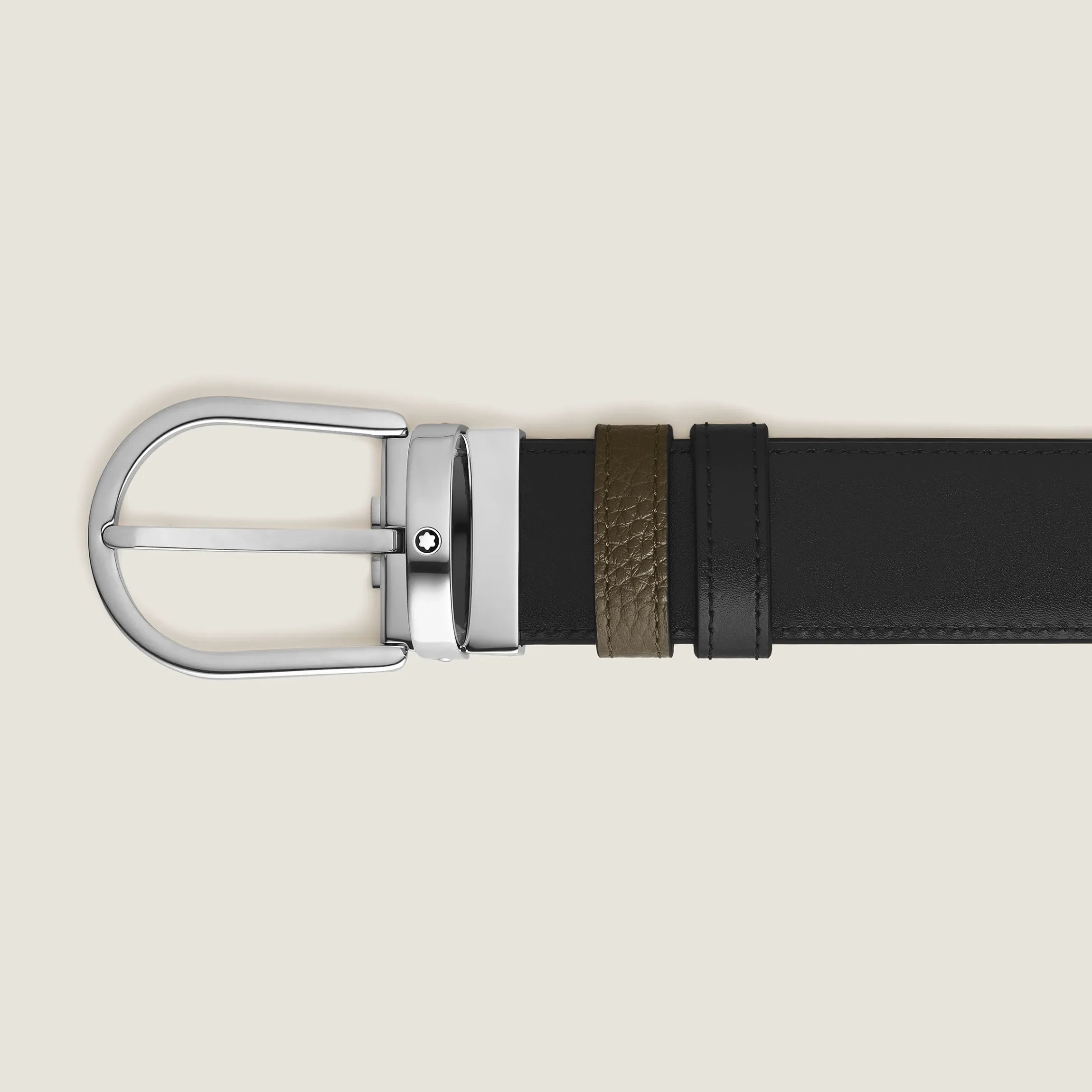 Cintura Reversibile Horseshoe 35 mm in Pelle con Grana
