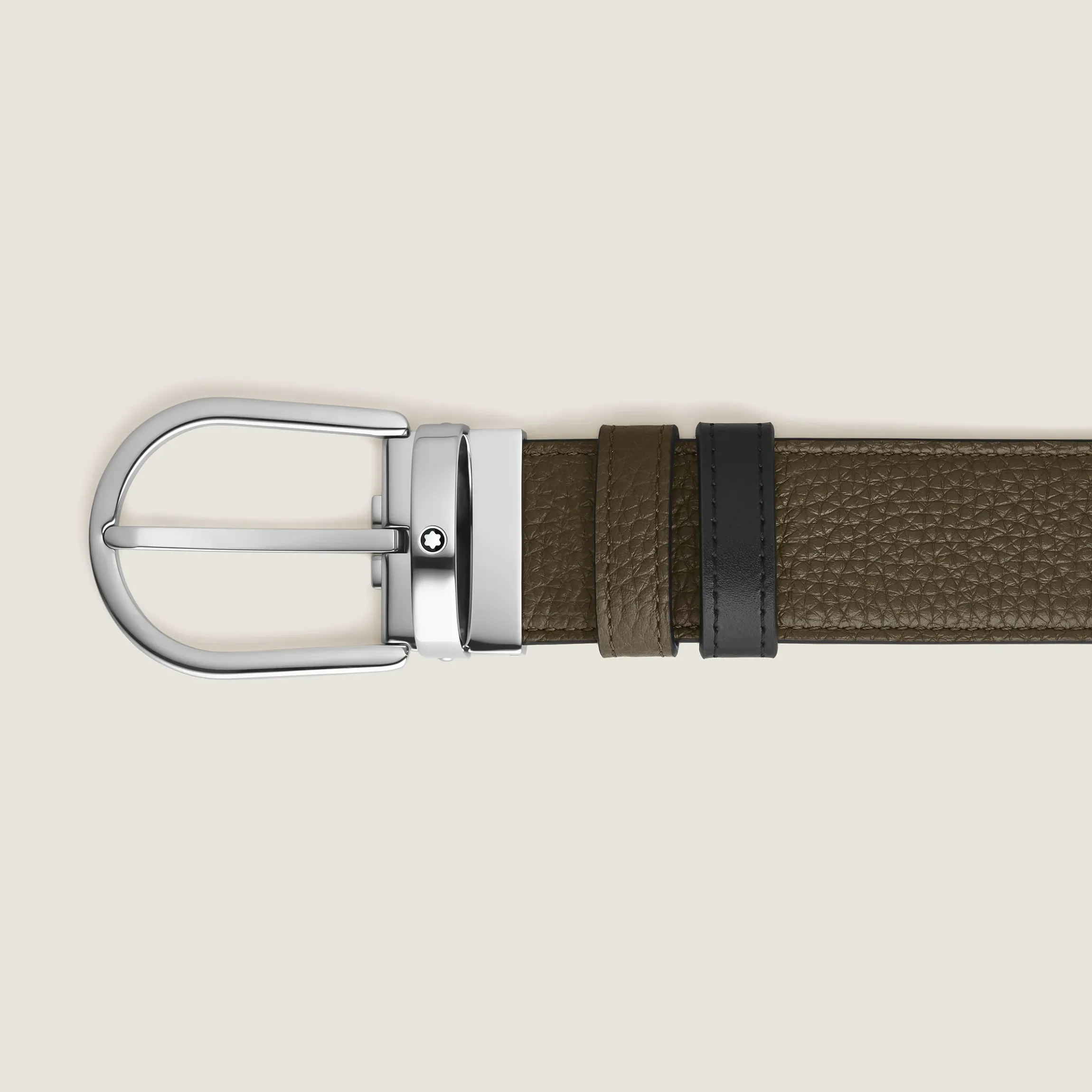 Cintura Reversibile Horseshoe 35 mm in Pelle con Grana