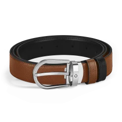Cintura Reversibile Horseshoe 30 mm in Pelle Sartorial
