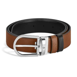 Cintura Reversibile Horseshoe 35 mm in Pelle Sartorial