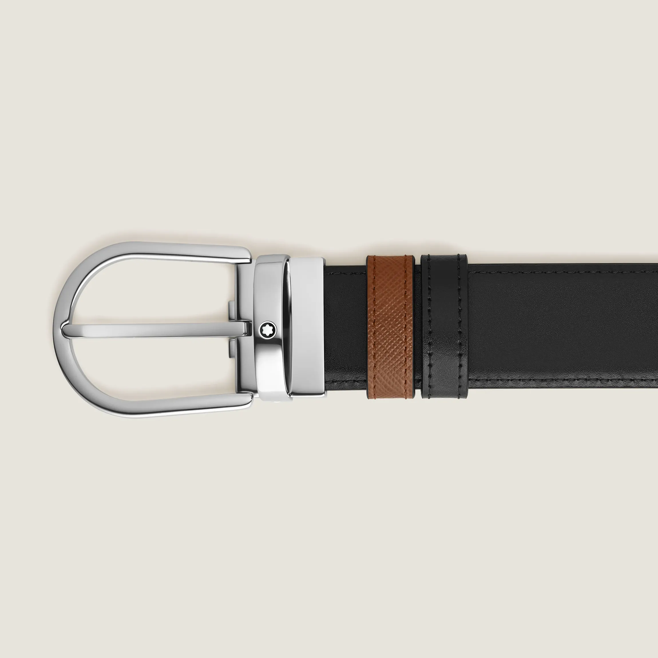 Cintura Reversibile Horseshoe 35 mm in Pelle Sartorial