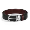 Cintura reversibile in pelle nera/bordeaux 30 mm con fibbia a ferro di cavallo
