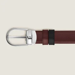 Cintura reversibile in pelle nera/bordeaux 30 mm con fibbia a ferro di cavallo
