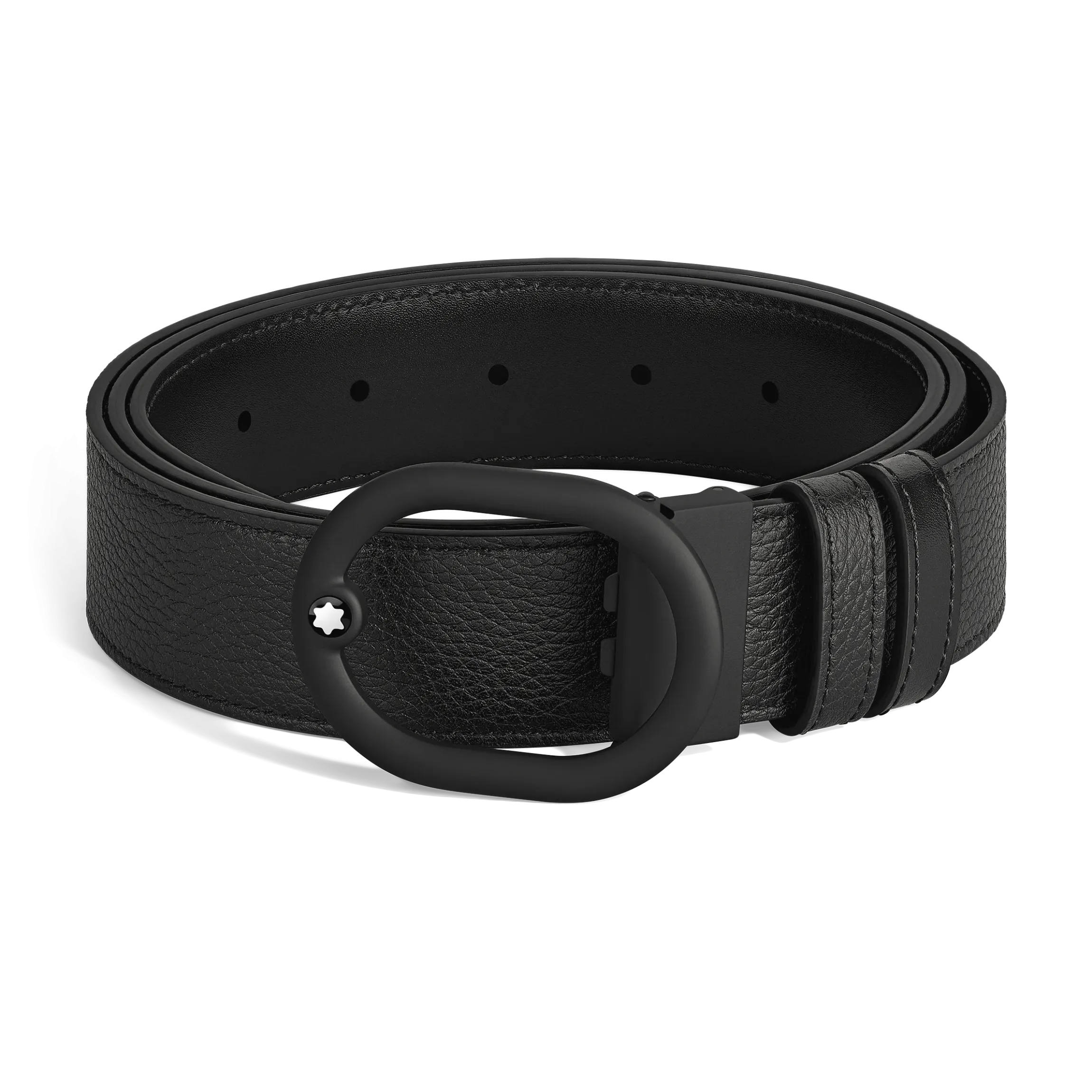 Cintura reversibile L’Ovale 35 mm in pelle nera/nera con fibbia
