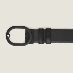 Cintura reversibile L’Ovale 35 mm in pelle nera/nera con fibbia