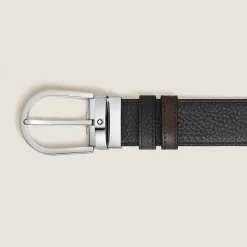 Cintura Reversibile 35 mm A Ferro di Cavallo in Pelle Granulata