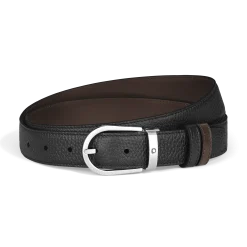 Cintura Reversibile 30 mm A Ferro di Cavallo in Pelle Granulata