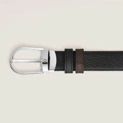 Cintura Reversibile 30 mm A Ferro di Cavallo in Pelle Granulata