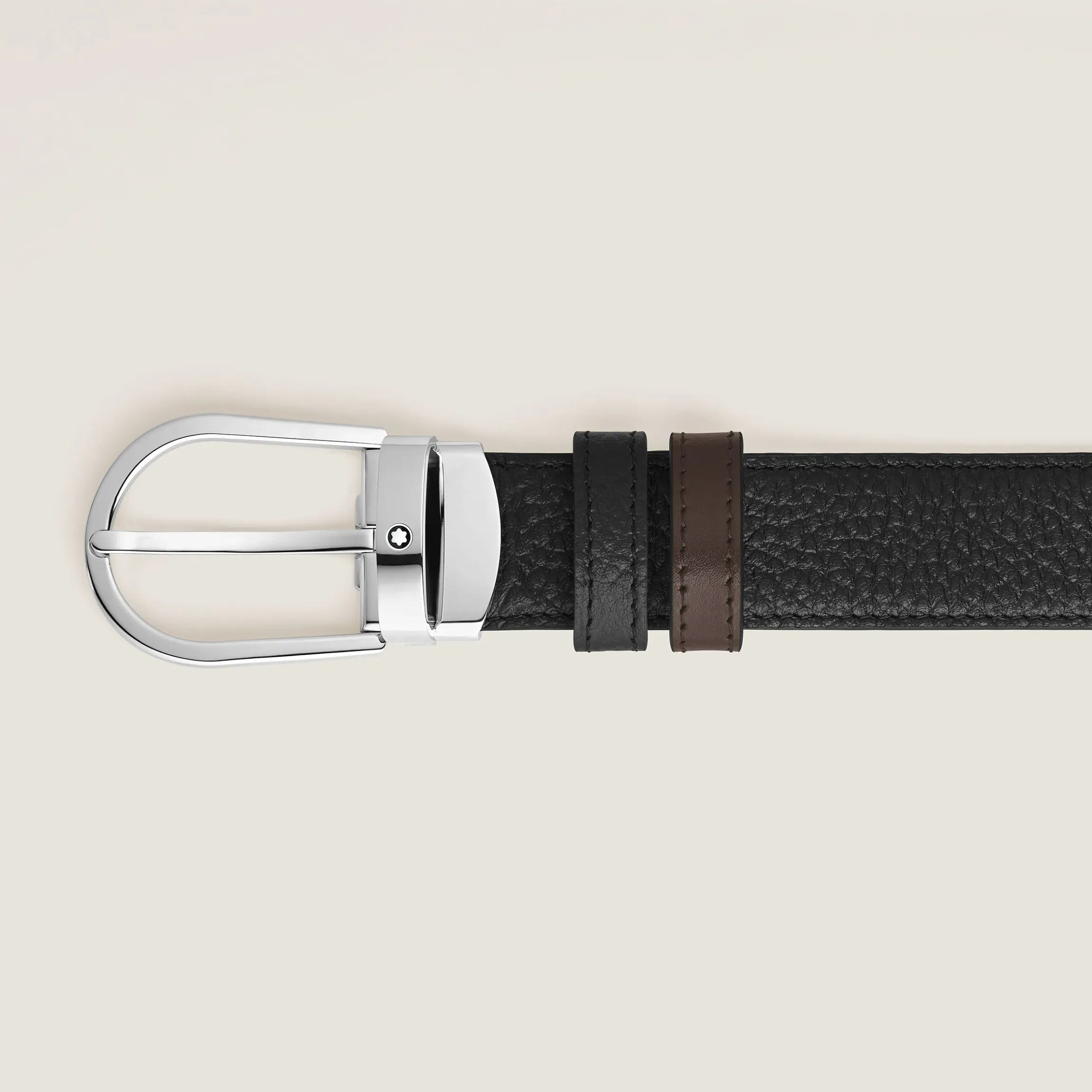 Cintura Reversibile 30 mm A Ferro di Cavallo in Pelle Granulata