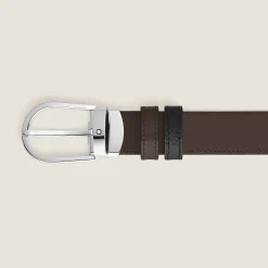 Cintura Reversibile 30 mm A Ferro di Cavallo in Pelle Granulata