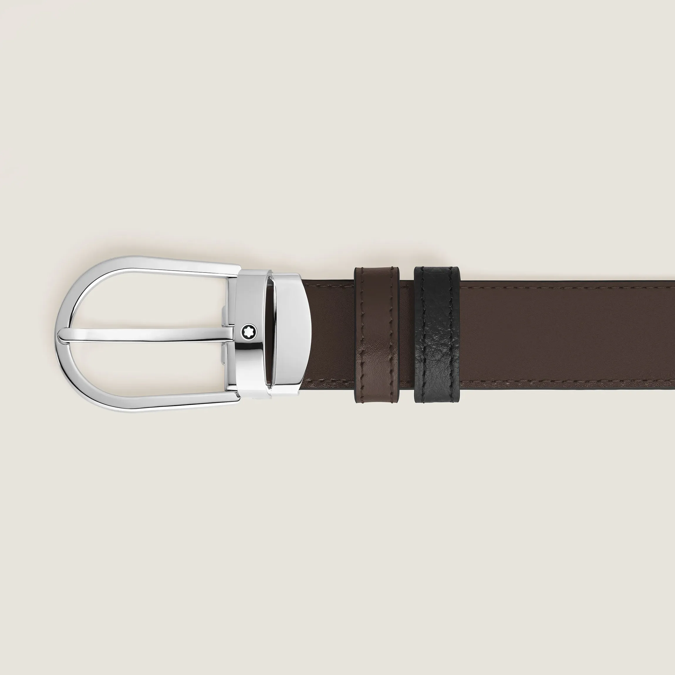 Cintura Reversibile 30 mm A Ferro di Cavallo in Pelle Granulata