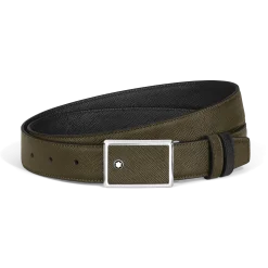 Cintura Reversibile 30 mm Con Targhetta con Intarsi in Pelle Sartorial