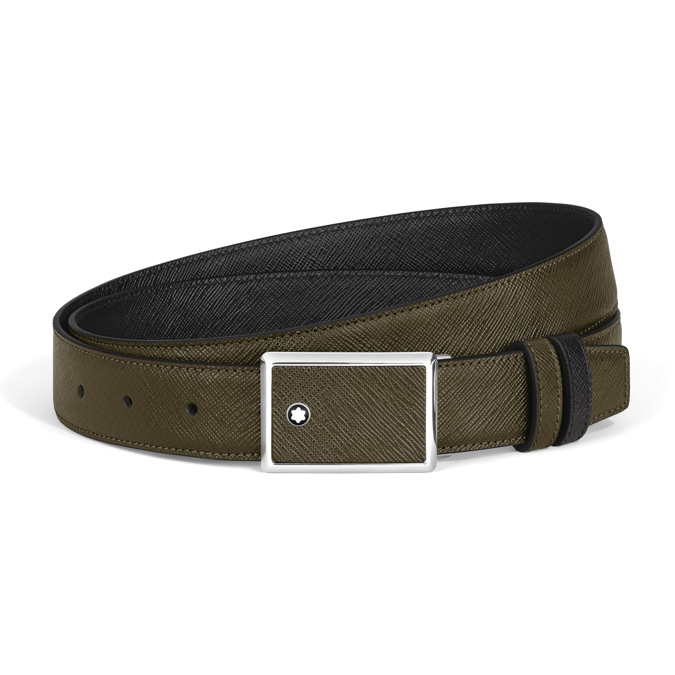 Cintura Reversibile 30 mm Con Targhetta con Intarsi in Pelle Sartorial