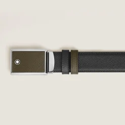 Cintura Reversibile 30 mm Con Targhetta con Intarsi in Pelle Sartorial