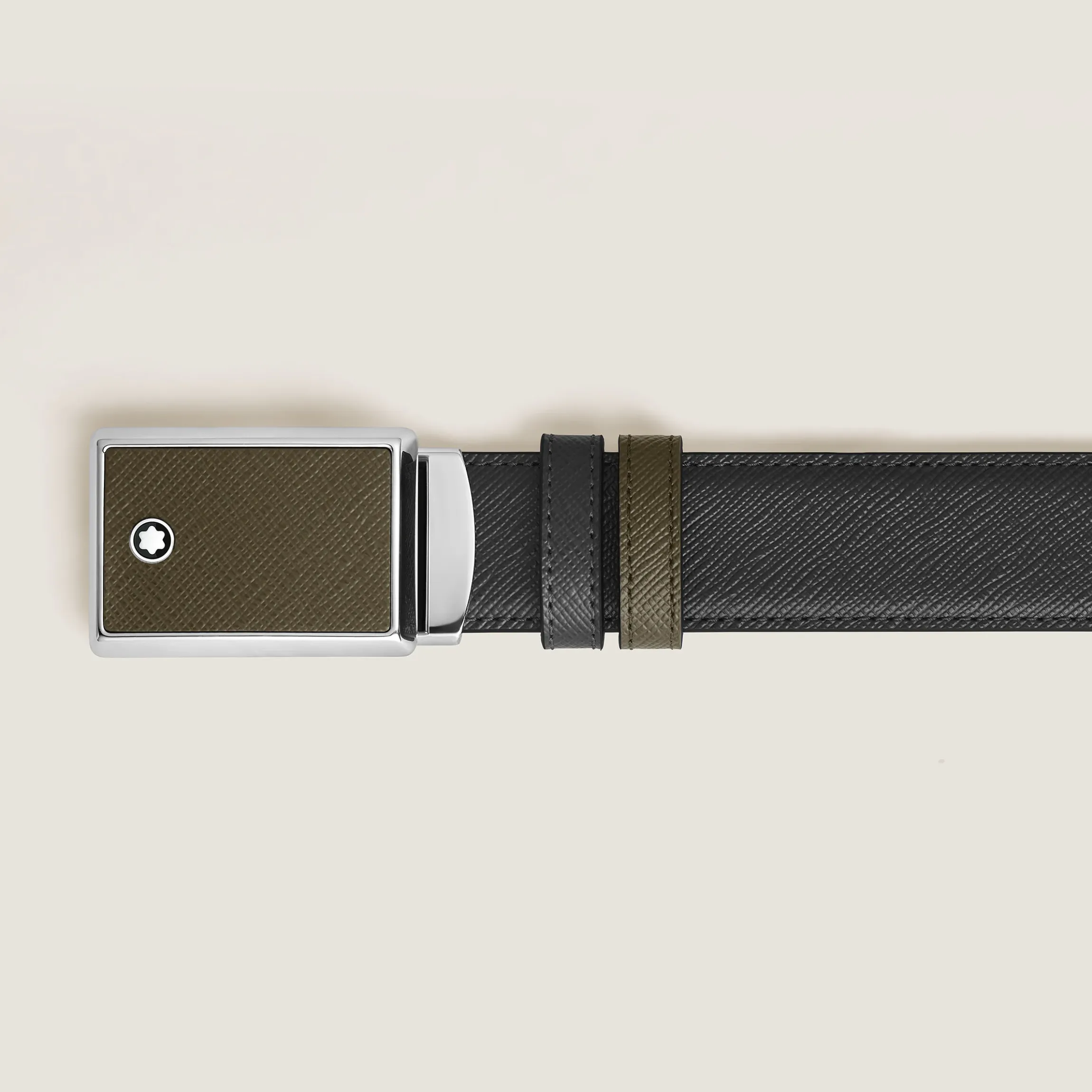 Cintura Reversibile 30 mm Con Targhetta con Intarsi in Pelle Sartorial