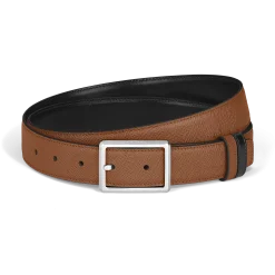 Cintura Reversibile 30 mm in Pelle Sartorial con Fibbia Rettangolare