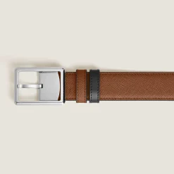 Cintura Reversibile 30 mm in Pelle Sartorial con Fibbia Rettangolare