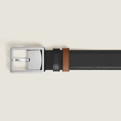Cintura Reversibile 30 mm in Pelle Sartorial con Fibbia Rettangolare