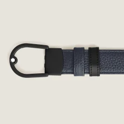 Cintura reversibile 30 mm in pelle nero blu/nera con fibbia a ferro di cavallo