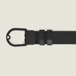 Cintura reversibile 30 mm in pelle nera/nera con fibbia a ferro di cavallo leggera