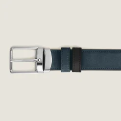 Cintura reversibile 30 mm in pelle blu velluto/nera con fibbia Everyday